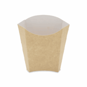 Cornet à frites en carton kraft bicolore petit modèle – emballage pratique et écologique pour snacks et food trucks