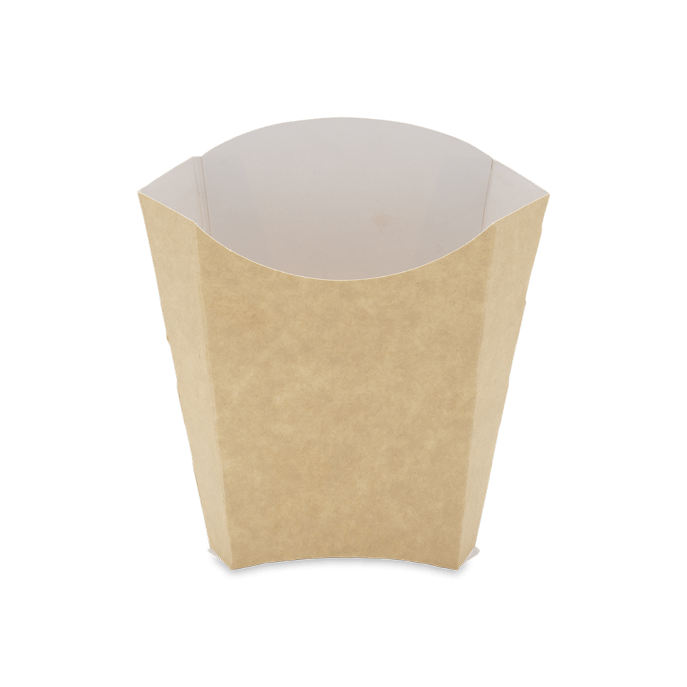 Cornet à frites en carton kraft bicolore petit modèle – emballage pratique et écologique pour snacks et food trucks