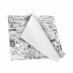 Feuille de papier alimentaire ingraissable 300x300 mm avec motif journal – emballage recyclable Ecopack Concept