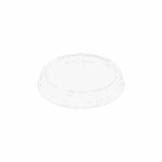 Couvercle rentrant et bombé en PET cristal transparent, adapté aux pots TUSIPACK, parfait pour plats avec garniture ou préparations volumineuses, fermeture hermétique, solide et recyclable pour la vente à emporter et la restauration.