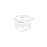 Boîte en plastique transparent avec couvercle à charnière, capacité 375ml, fabriquée en polypropylène (PP), idéale pour stocker aliments et portions individuelles