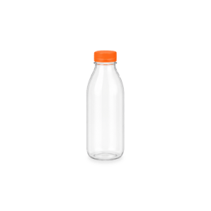Bouteille PET cristal bouchon orange 33cl